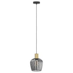 Lámpara colgante Empoli, Ø 20 cm, negro/color latón, acero