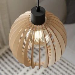 Lámpara colgante Envostar Clay de contrachapado de abedul, Ø 23 cm