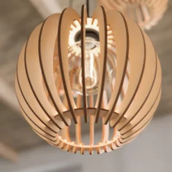 Lámpara colgante Envostar Clay de contrachapado de abedul, 3 luces, redonda