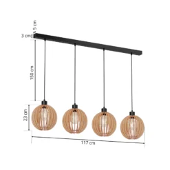 Lámpara colgante Envostar Clay, contrachapado de abedul, 4 luces