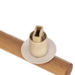 Lámpara colgante Estera, cristal opalino, madera, 3 luces