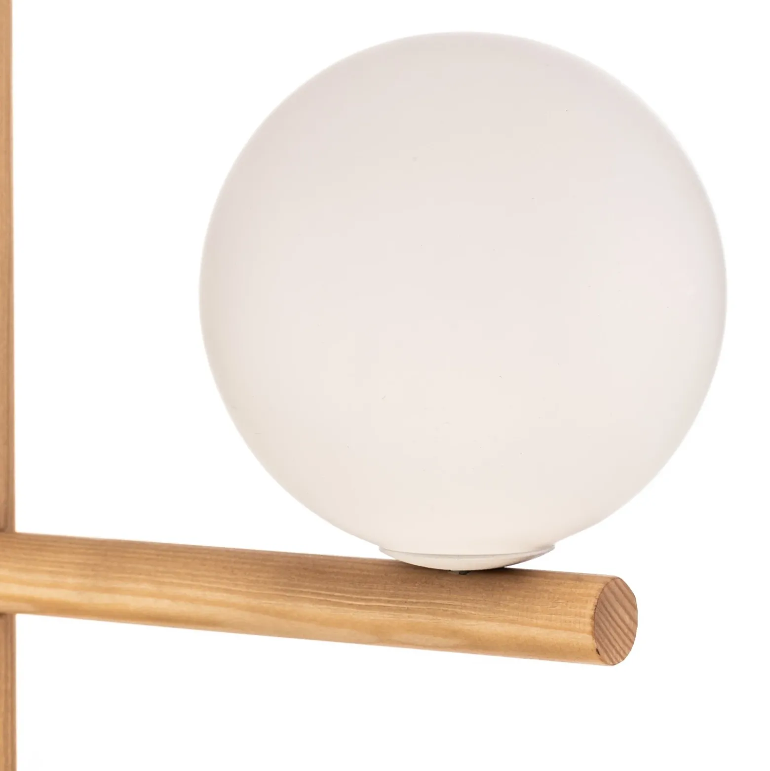 Lámpara colgante Estera, cristal opalino, madera, 3 luces