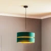 Lámpara colgante Euluna Duo verde/dorado Ø40cm 1 luz