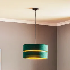 Lámpara colgante Euluna Duo verde/dorado Ø40cm 1 luz
