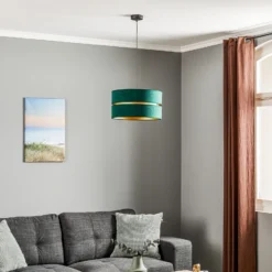 Lámpara colgante Euluna Duo verde/dorado Ø40cm 1 luz
