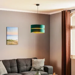 Lámpara colgante Euluna Duo verde/dorado Ø40cm 1 luz