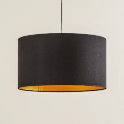 Lámpara colgante Euluna Roller, negro/dorado, Ø 45 cm