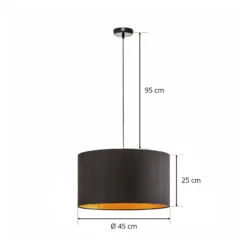 Lámpara colgante Euluna Roller, negro/dorado, Ø 45 cm