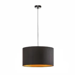 Lámpara colgante Euluna Roller, negro/dorado, Ø 45 cm