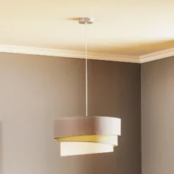 Lámpara colgante Euluna Trio beige/aguamarina/crudo Ø45cm