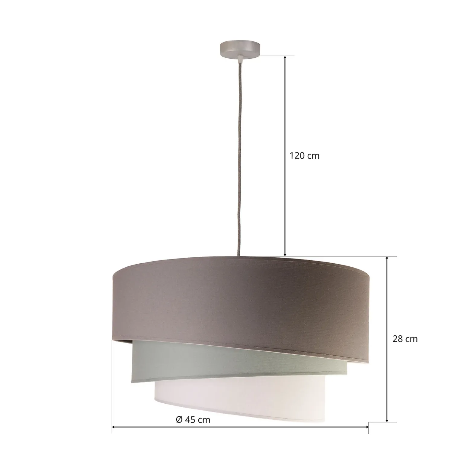 Lámpara colgante Euluna Trio beige/aguamarina/crudo Ø45cm