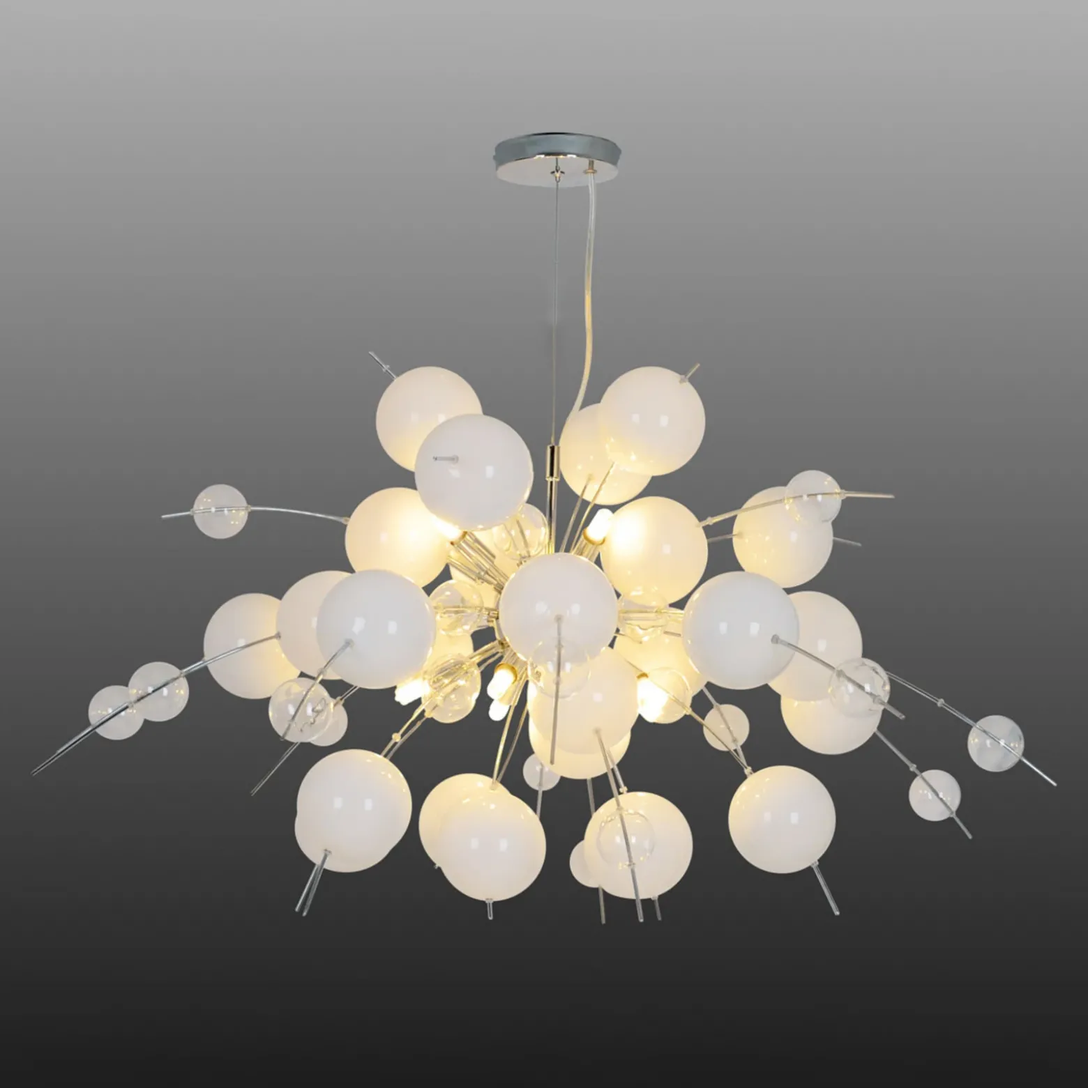 Lámpara colgante Explosion en blanco/cromo 98 cm