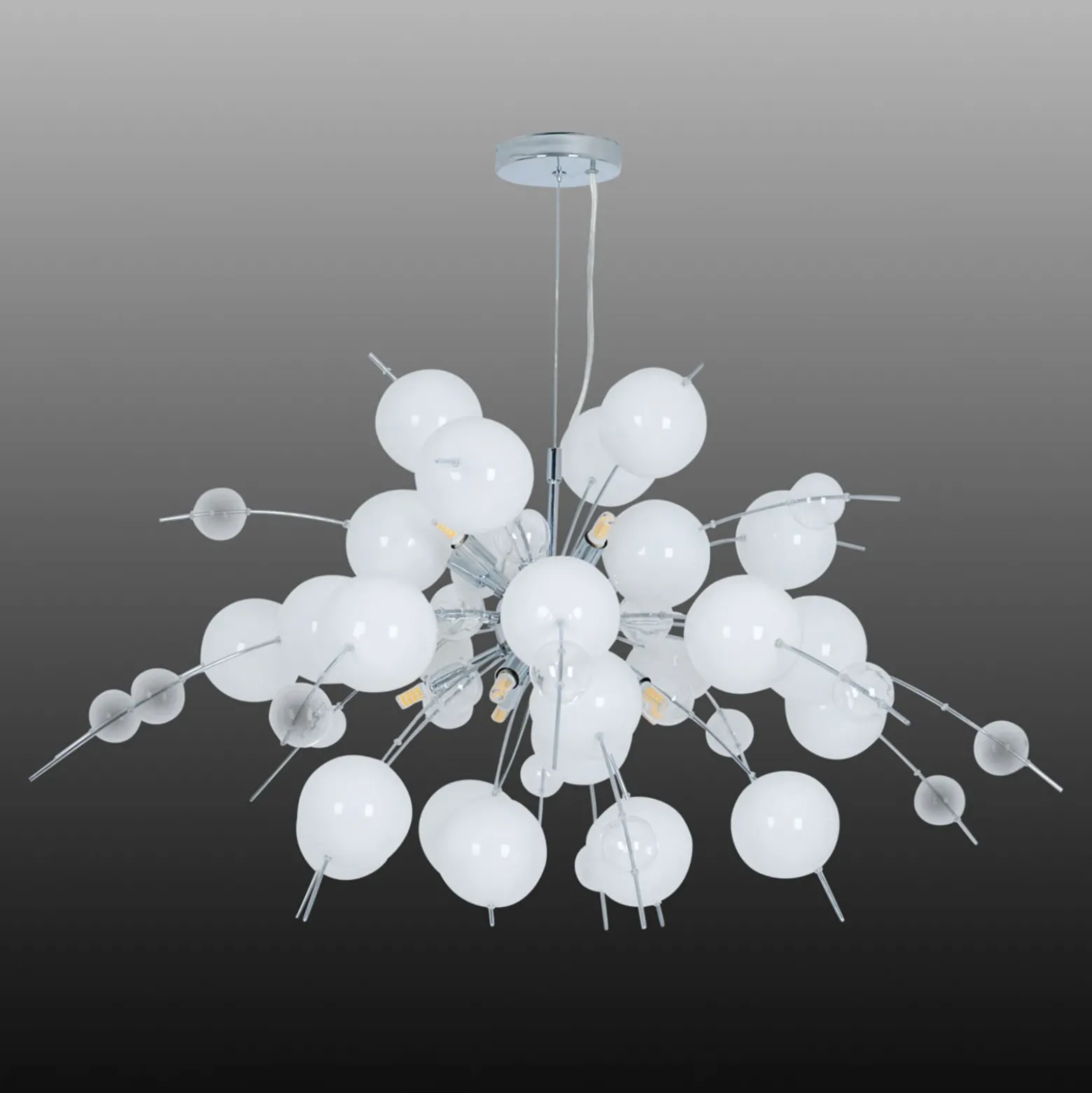 Lámpara colgante Explosion en blanco/cromo 98 cm
