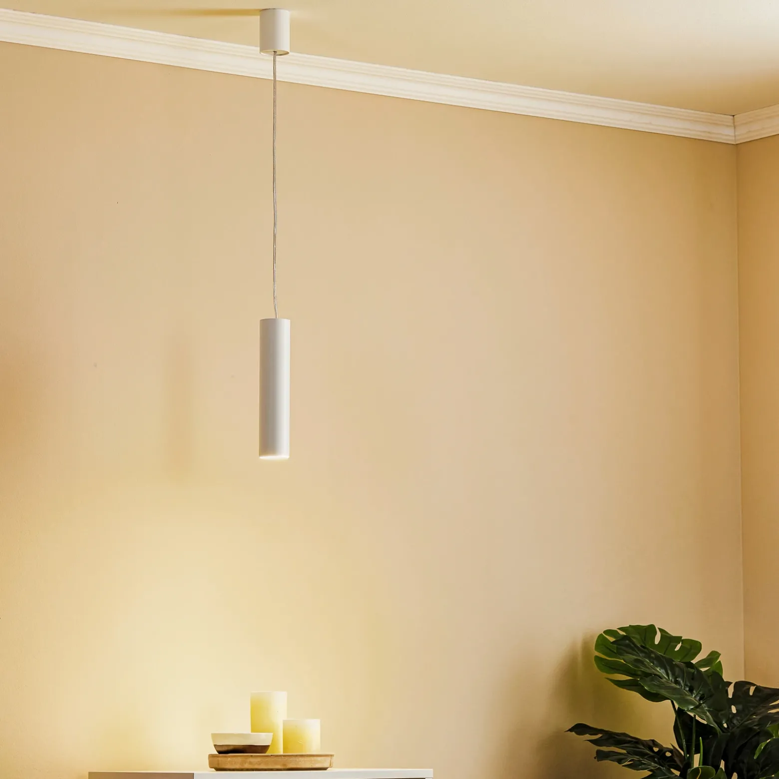 Lámpara colgante Eye, altura pantalla 25 cm, blanco