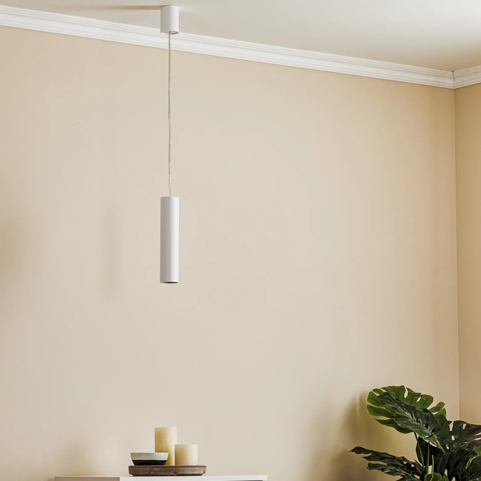 Lámpara colgante Eye, altura pantalla 25 cm, blanco