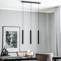 Lámpara colgante Eye, negro, 3 luces