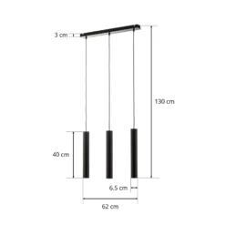 Lámpara colgante Eye, negro, 3 luces