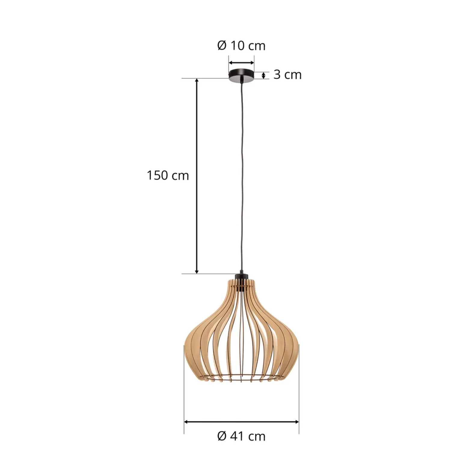 Lámpara colgante Faje, contrachapado de abedul, 41 cm, 1 lámpara.