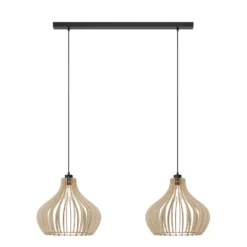 Lámpara colgante Faje, contrachapado de abedul, 110 cm, 2 lámparas.