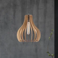 Lámpara colgante Falou, roble, Ø 25 cm