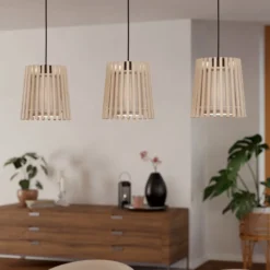 Lámpara colgante Fattoria pantallas dobles 3 luces