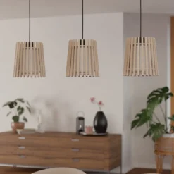 Lámpara colgante Fattoria pantallas dobles 3 luces