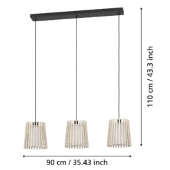 Lámpara colgante Fattoria pantallas dobles 3 luces