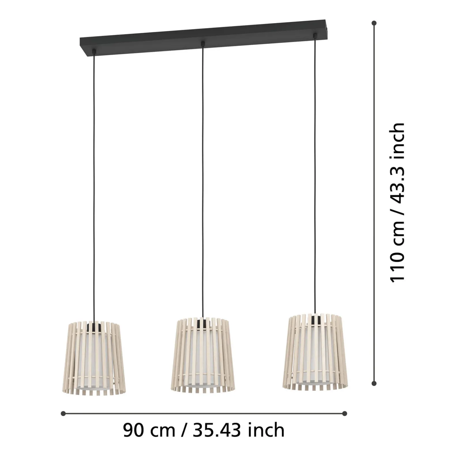 Lámpara colgante Fattoria pantallas dobles 3 luces