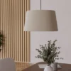 Lámpara colgante Febres, Ø 35 cm, blanco y negro, tela