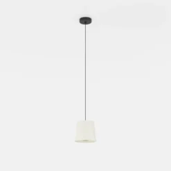 Lámpara colgante Febres, Ø 35 cm, blanco y negro, tela