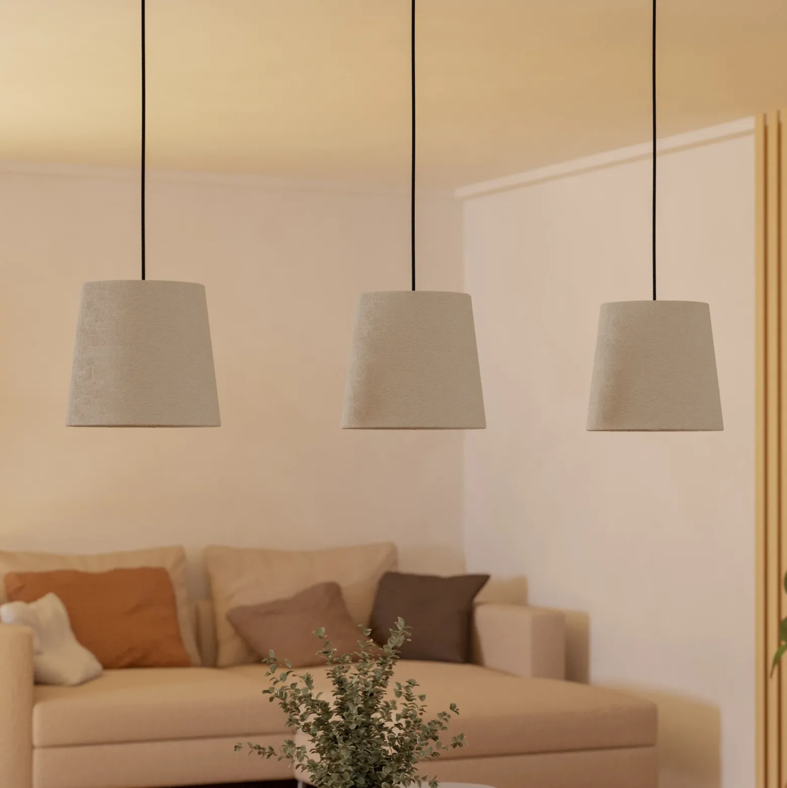 Lámpara colgante Febres, negro/blanco, 3 luces.
