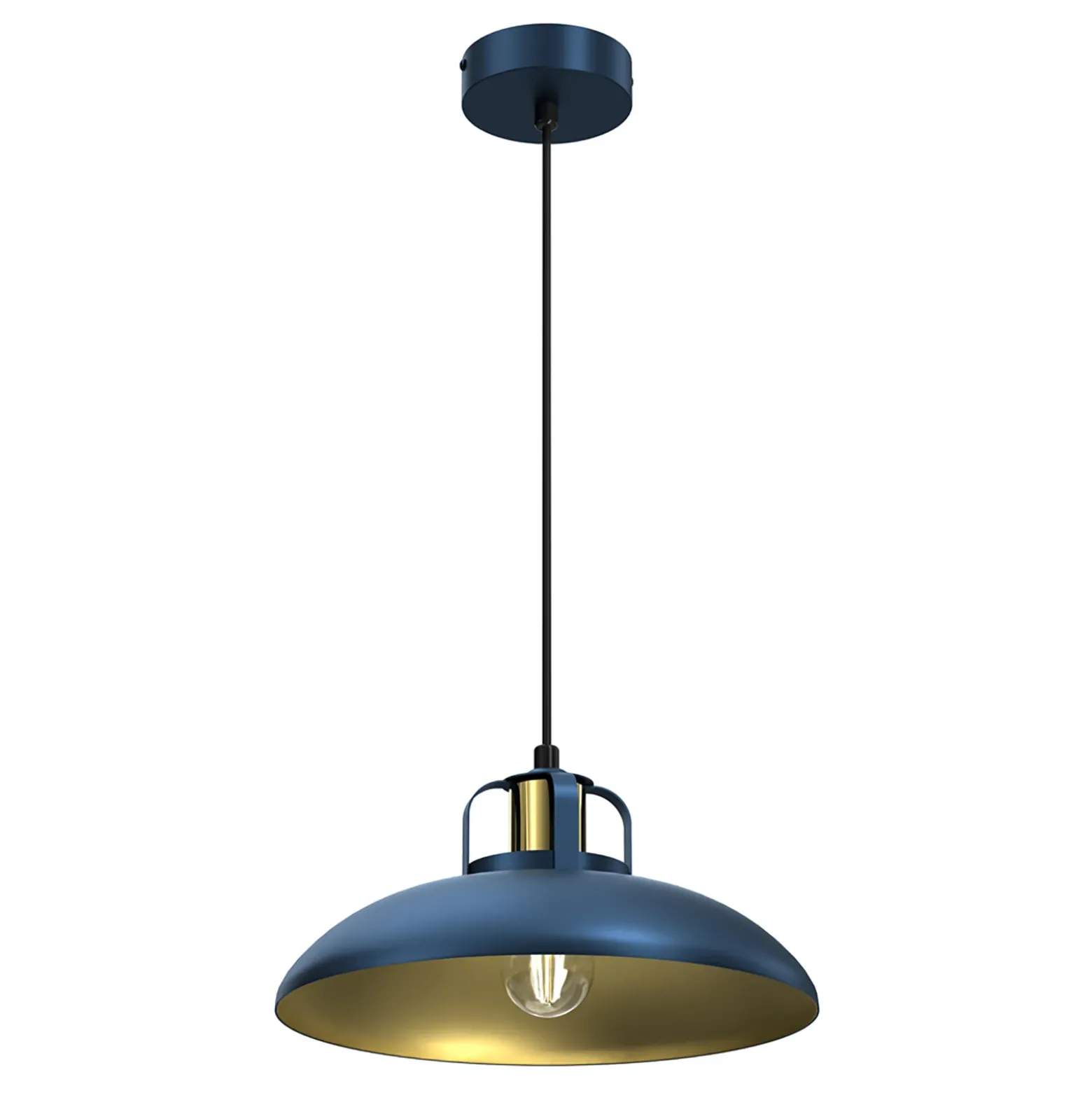 Lámpara colgante Felix, azul/dorado, 1 luz