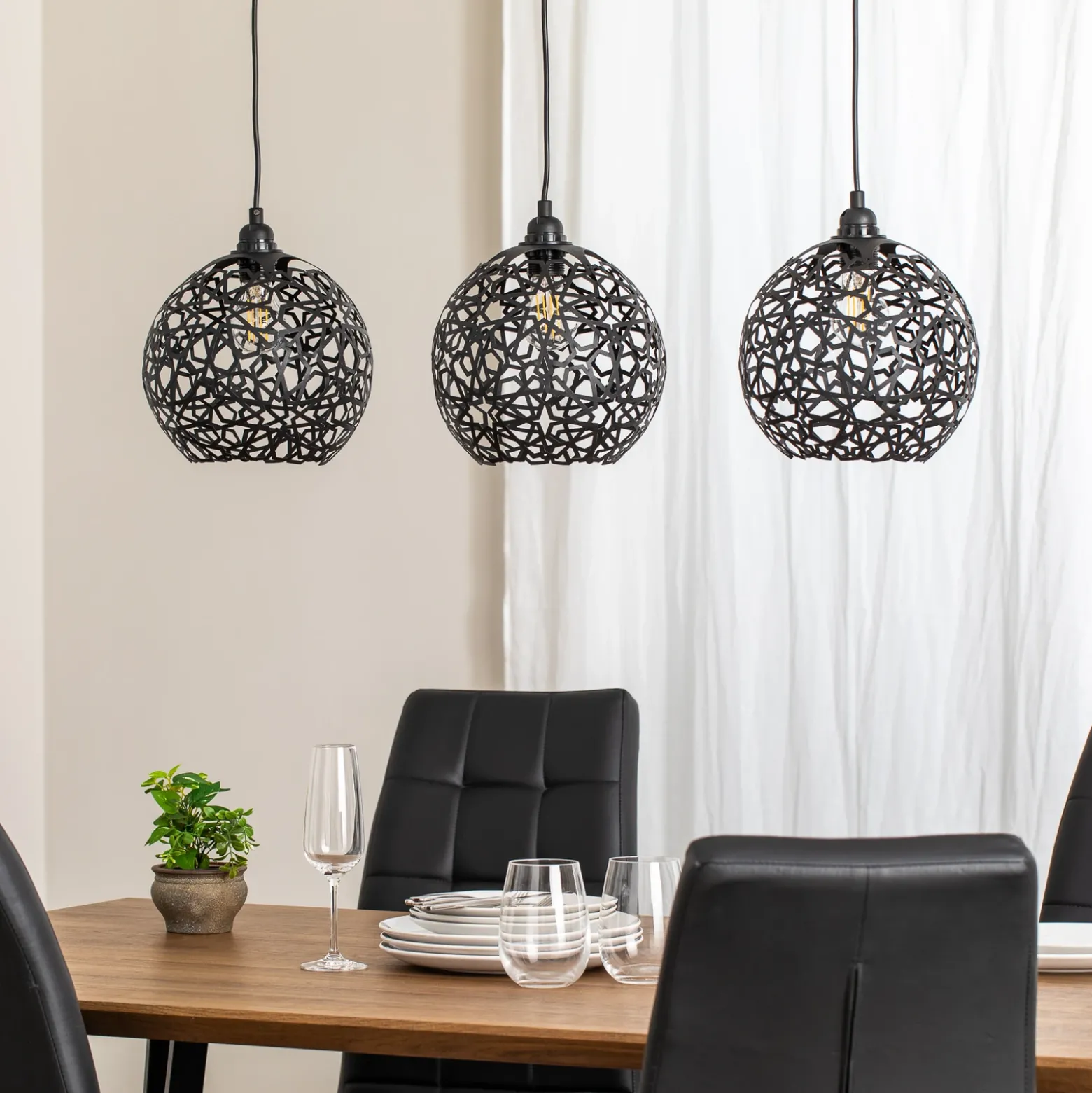 Lámpara colgante Fellini MR-786 3 luces lineal negro