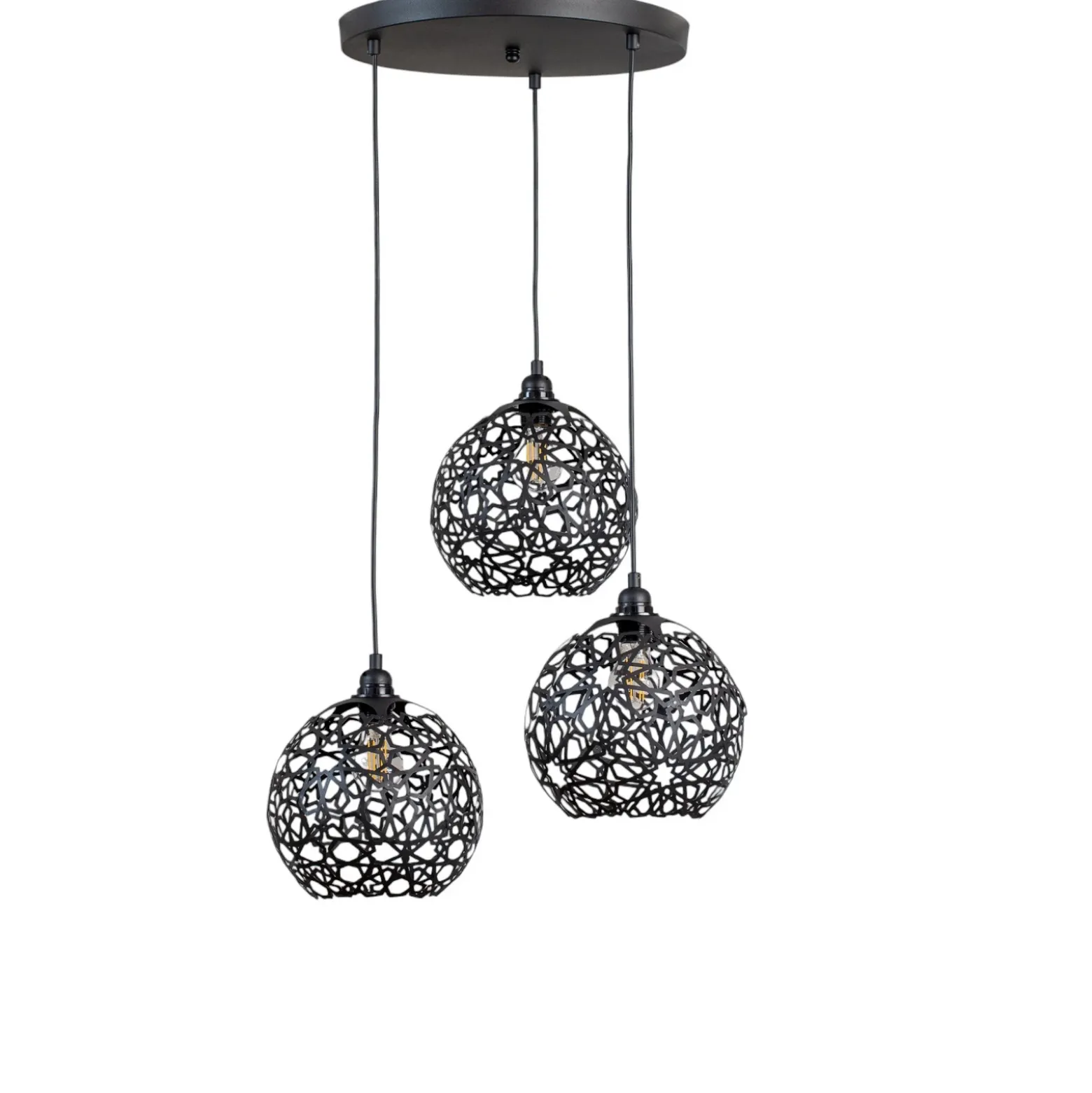 Lámpara colgante Fellini MR-787 3 luces roundel negro