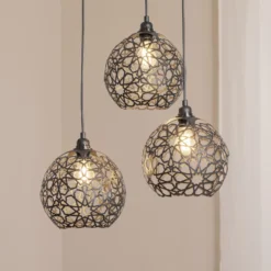 Lámpara colgante Fellini MR-787 3 luces roundel negro