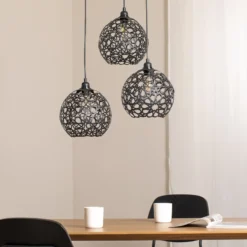 Lámpara colgante Fellini MR-787 3 luces roundel negro