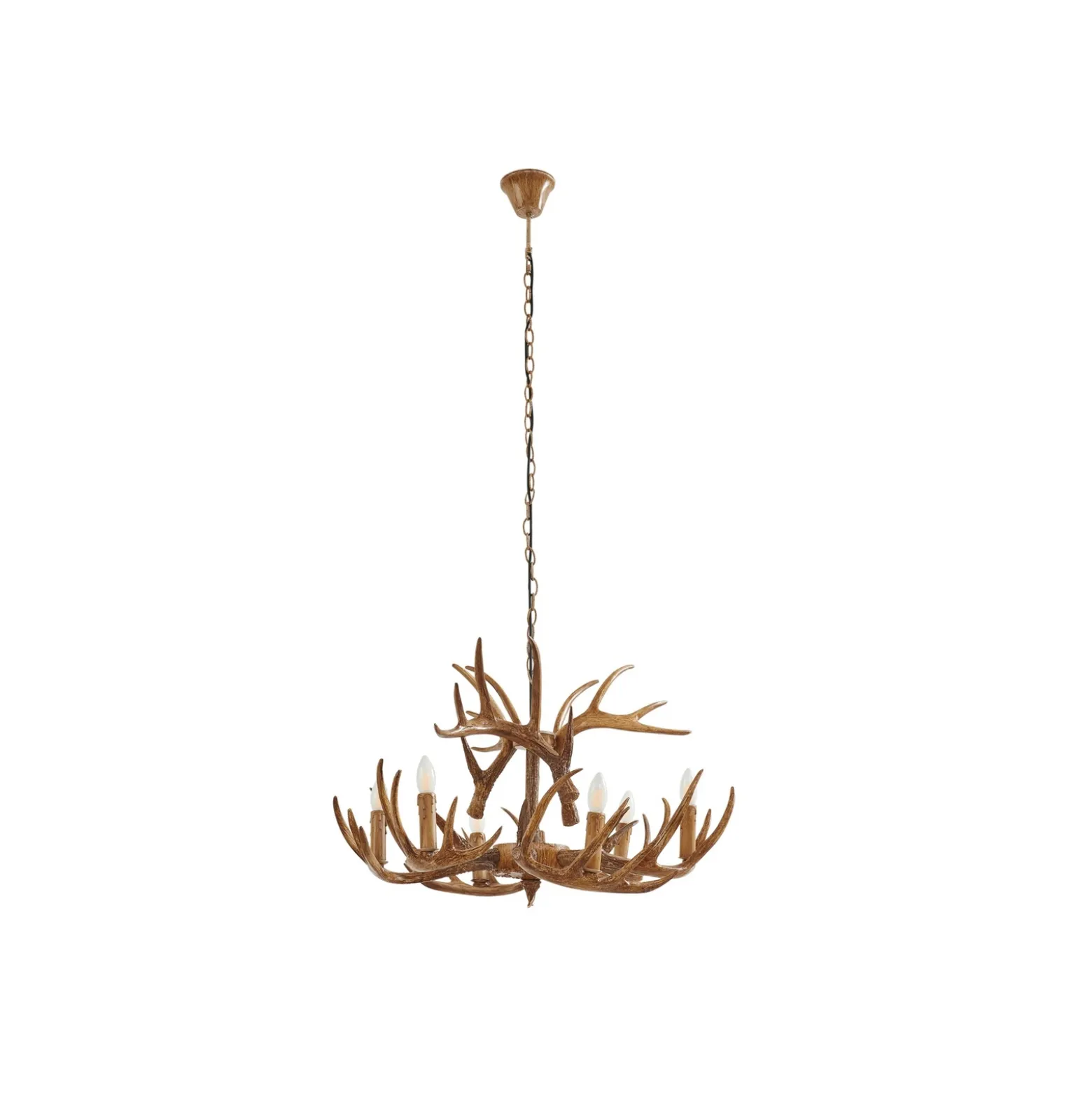 Lámpara colgante Fibi de Lindby, marrón, asta, 6 luces E14