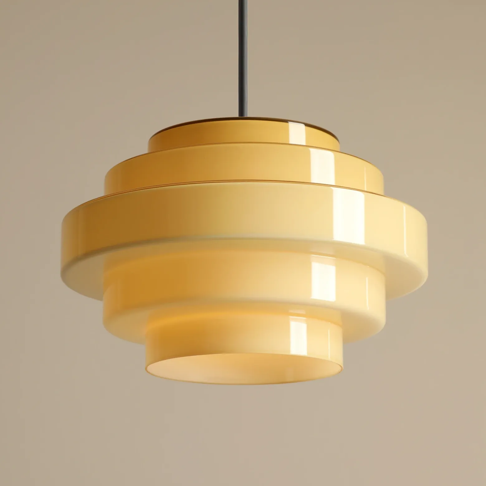 Lámpara colgante Filo, amarilla, Ø 28 cm, cristal