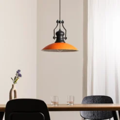 Lámpara colgante Fimda, naranja, Ø 41 cm, metal, E27