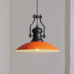 Lámpara colgante Fimda, naranja, Ø 41 cm, metal, E27