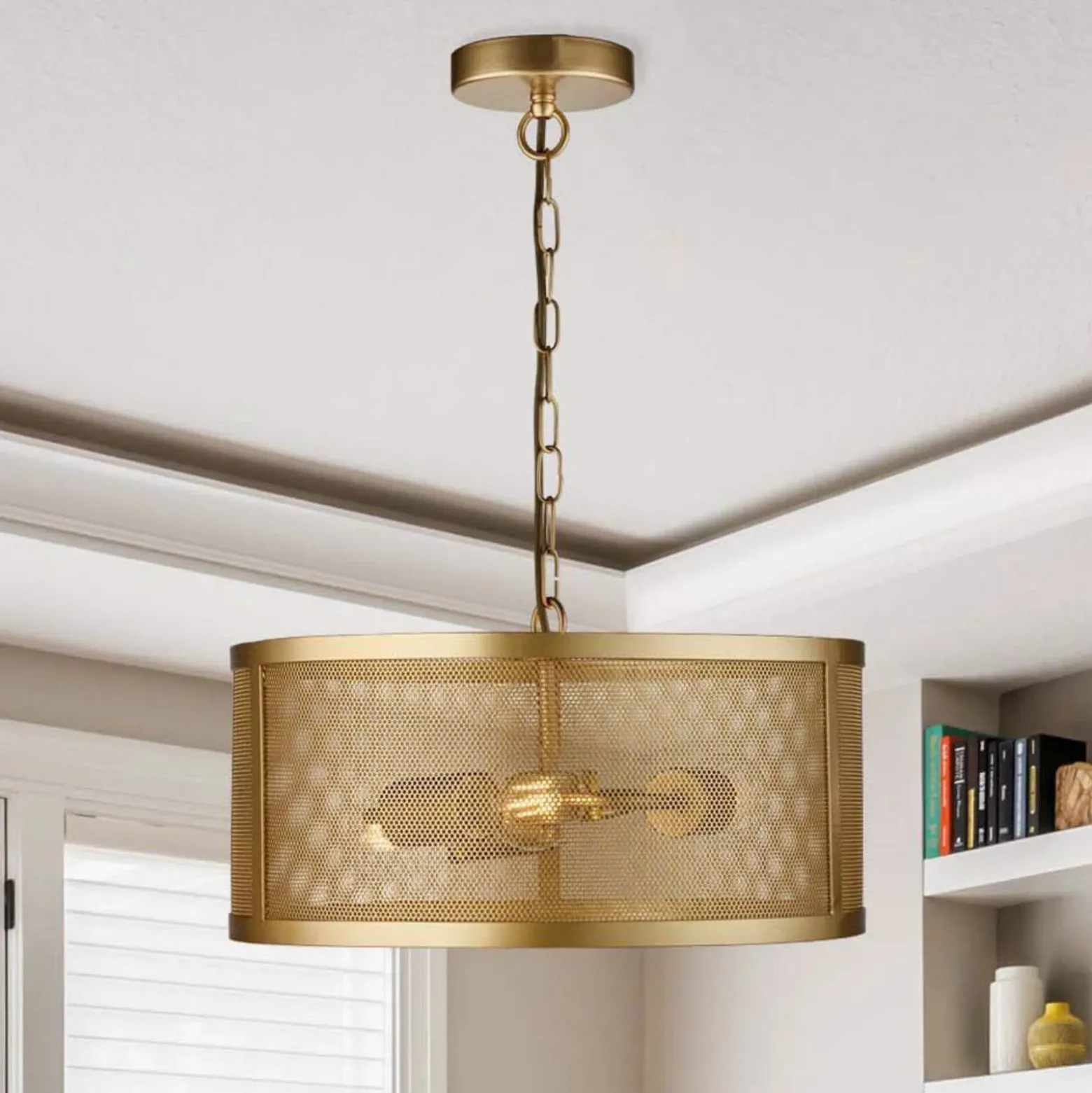 Lámpara colgante Fishnet, oro Ø 45 cm