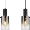 Lámpara colgante Florentina, longitud 103 cm, gris humo, cristal, 4 luces.