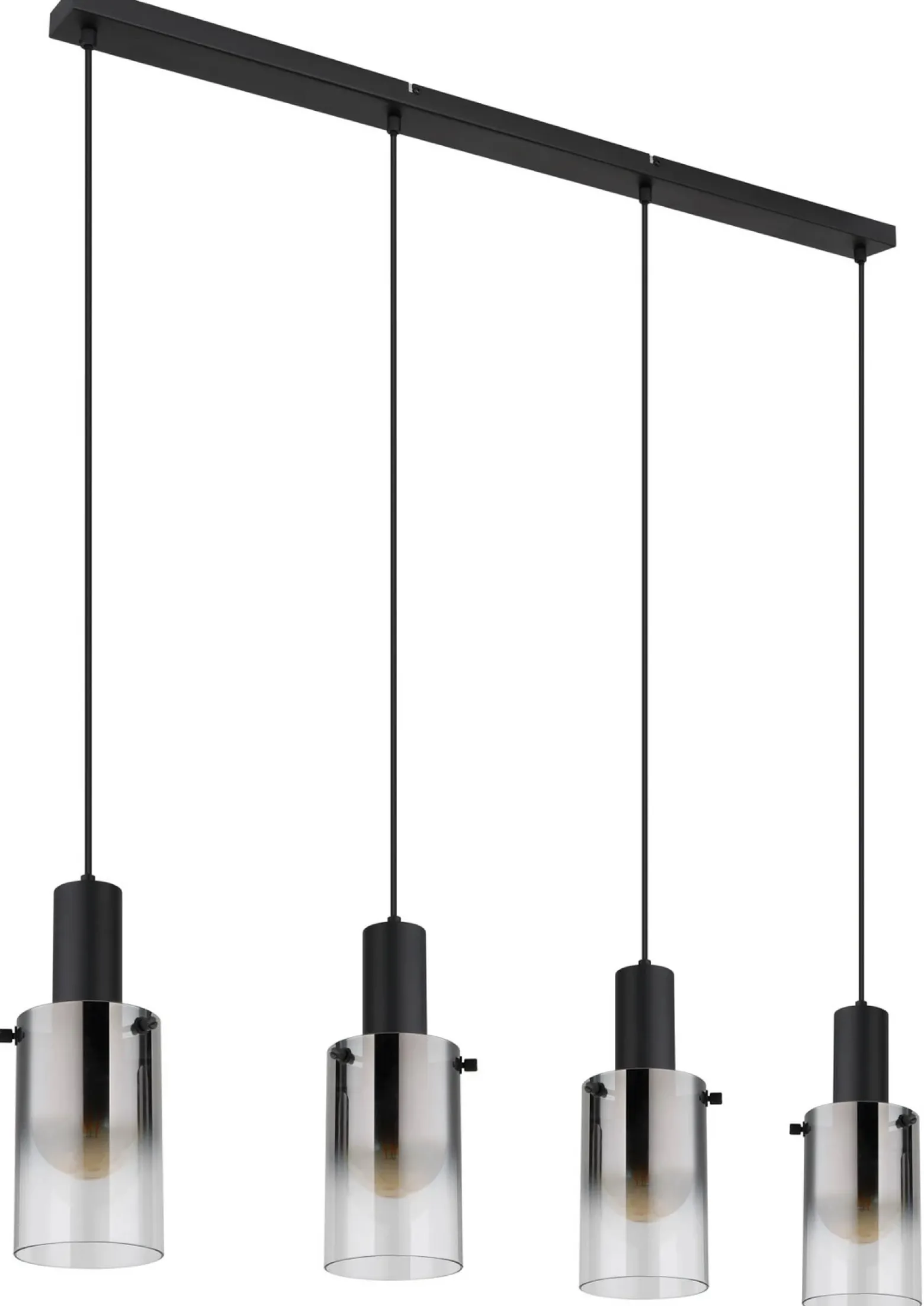 Lámpara colgante Florentina, longitud 103 cm, gris humo, cristal, 4 luces.