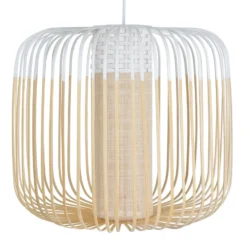 Lámpara colgante Forestier Bamboo M Lámpara colgante, Ø 45 cm, blanca
