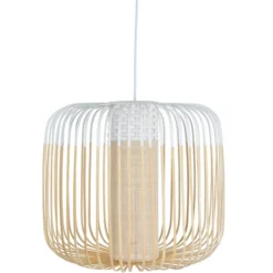 Lámpara colgante Forestier Bamboo M Lámpara colgante, Ø 45 cm, blanca