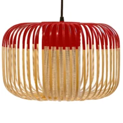 Lámpara colgante Forestier Bamboo S, Ø 35 cm,rojo