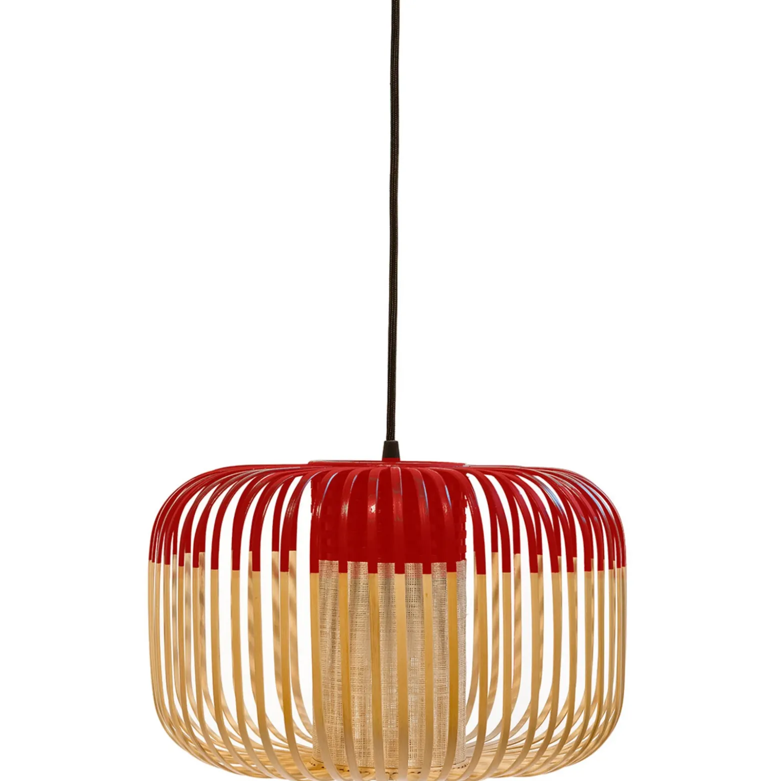 Lámpara colgante Forestier Bamboo S, Ø 35 cm,rojo