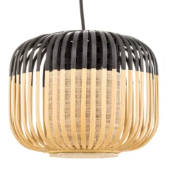 Lámpara colgante Forestier Bamboo XS, Ø 27 cm, negro