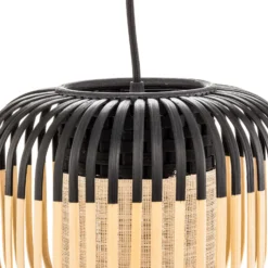 Lámpara colgante Forestier Bamboo XS, Ø 27 cm, negro