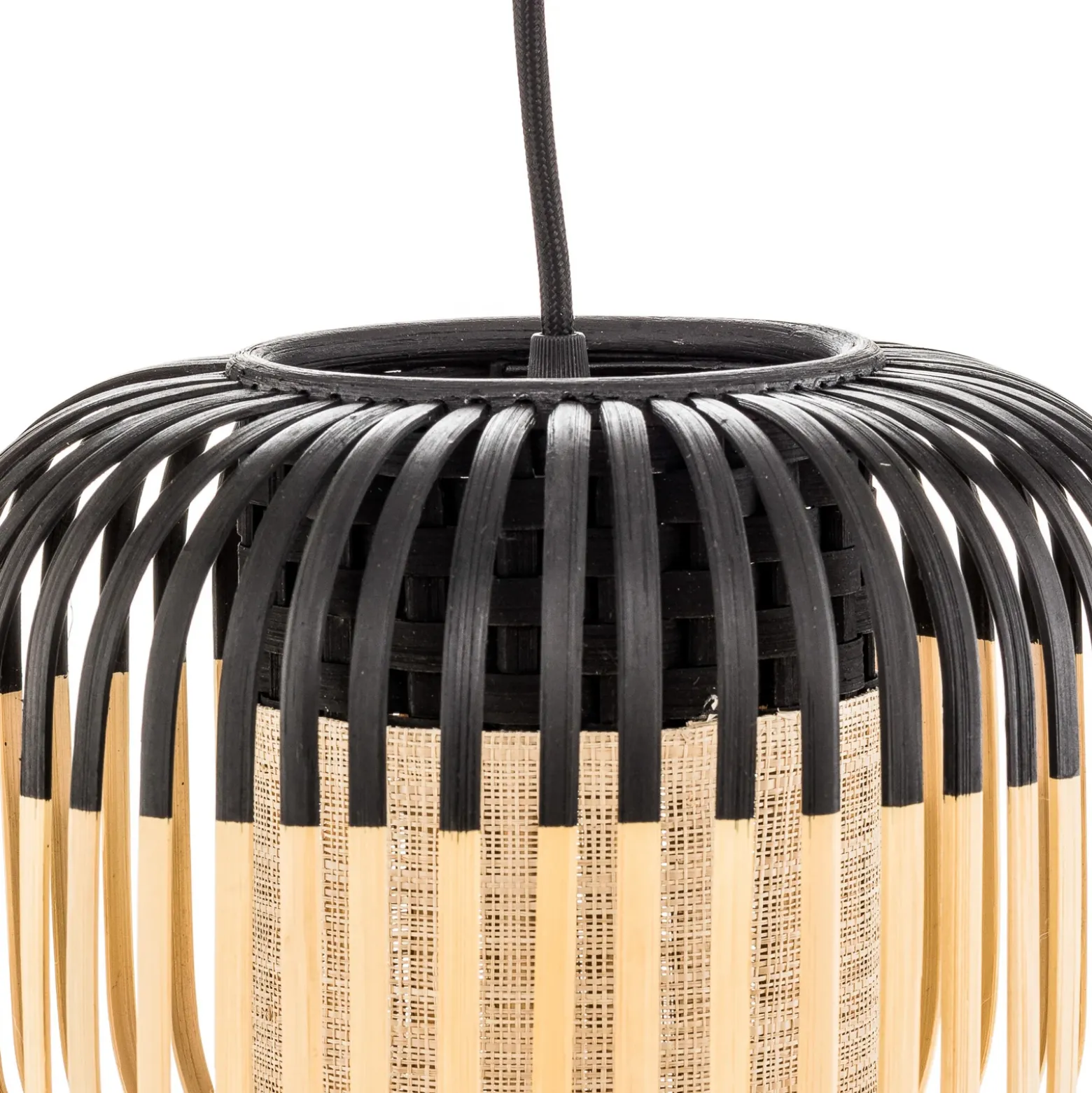 Lámpara colgante Forestier Bamboo XS, Ø 27 cm, negro